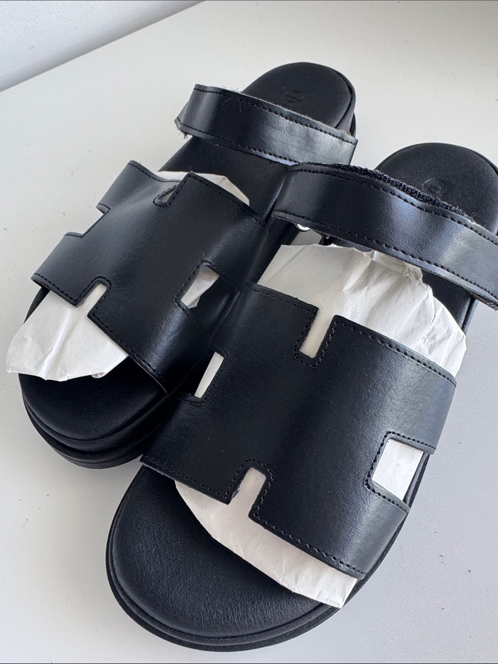 Caporicci Women’s Black Leather Slide Sandals